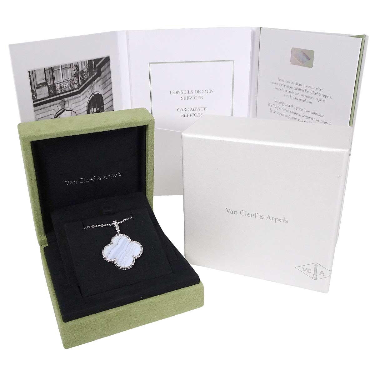 Van Cleef & Arpels necklace Magic Alhambra K18WG Chalcedony VCARP6L900[EXCELLENT][Authentic]