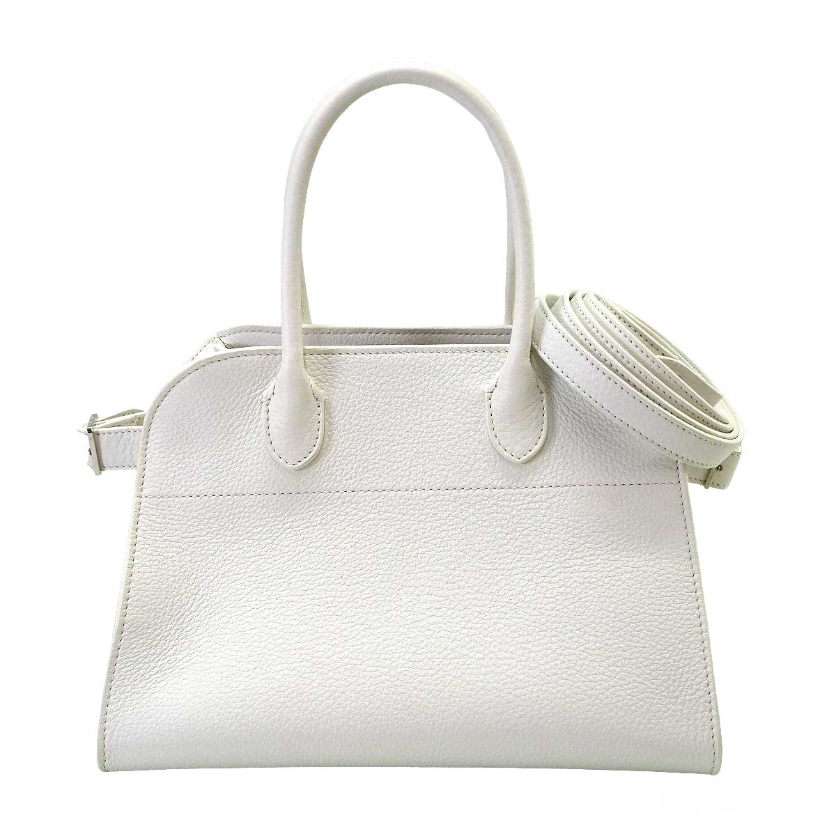 The Row Handbag Soft Margaux 10 Blanc (White) Calf leather Silver HW W1190L129[ALMOST NEW][Authentic]