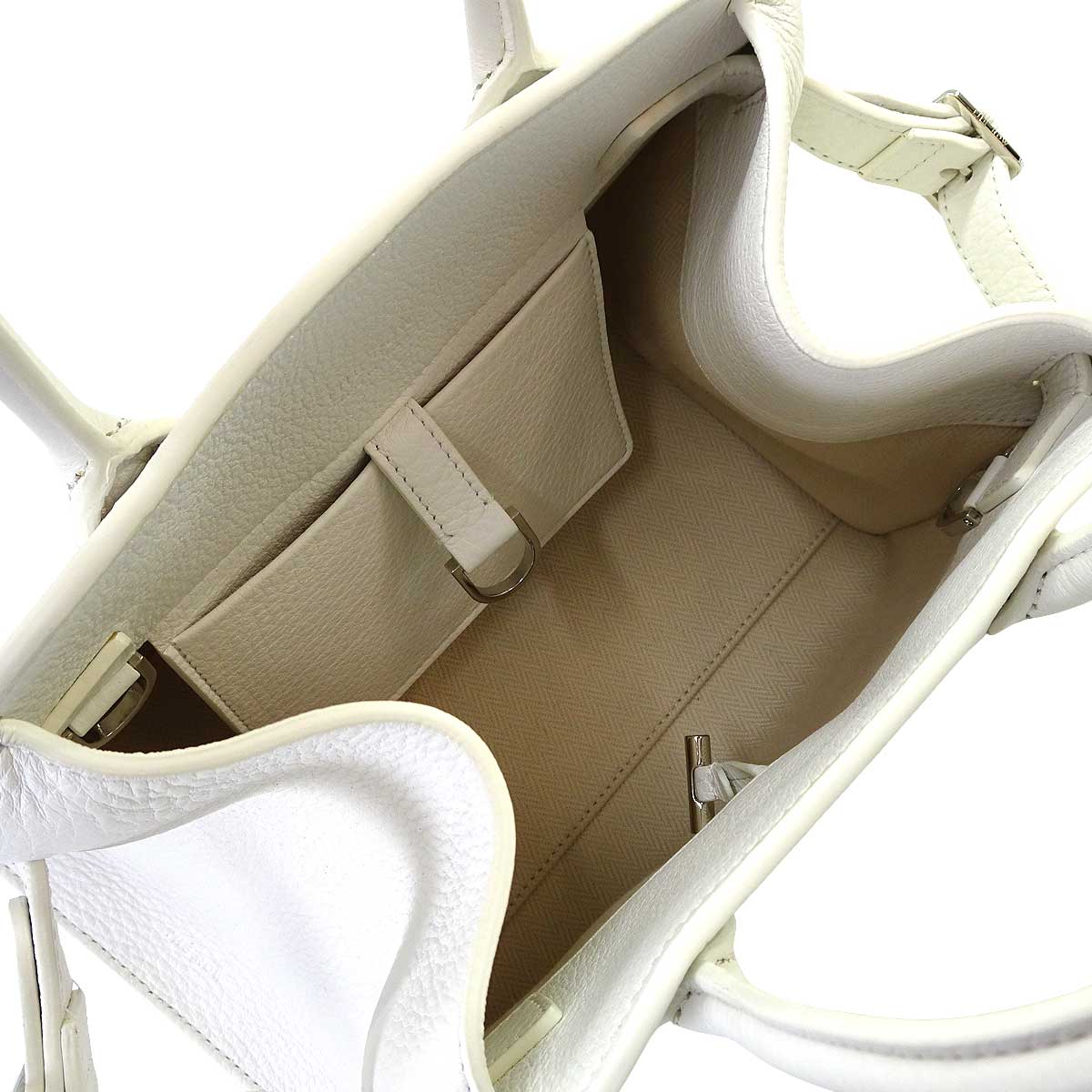 The Row Handbag Soft Margaux 10 Blanc (White) Calf leather Silver HW W1190L129[ALMOST NEW][Authentic]
