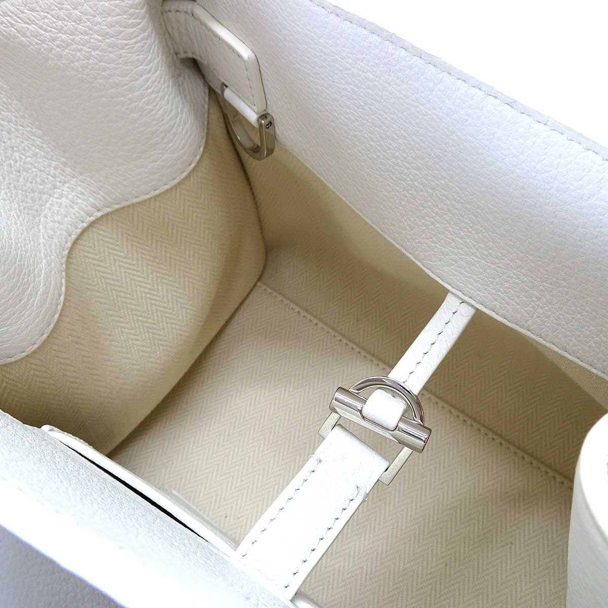 The Row Handbag Soft Margaux 10 Blanc (White) Calf leather Silver HW W1190L129[ALMOST NEW][Authentic]