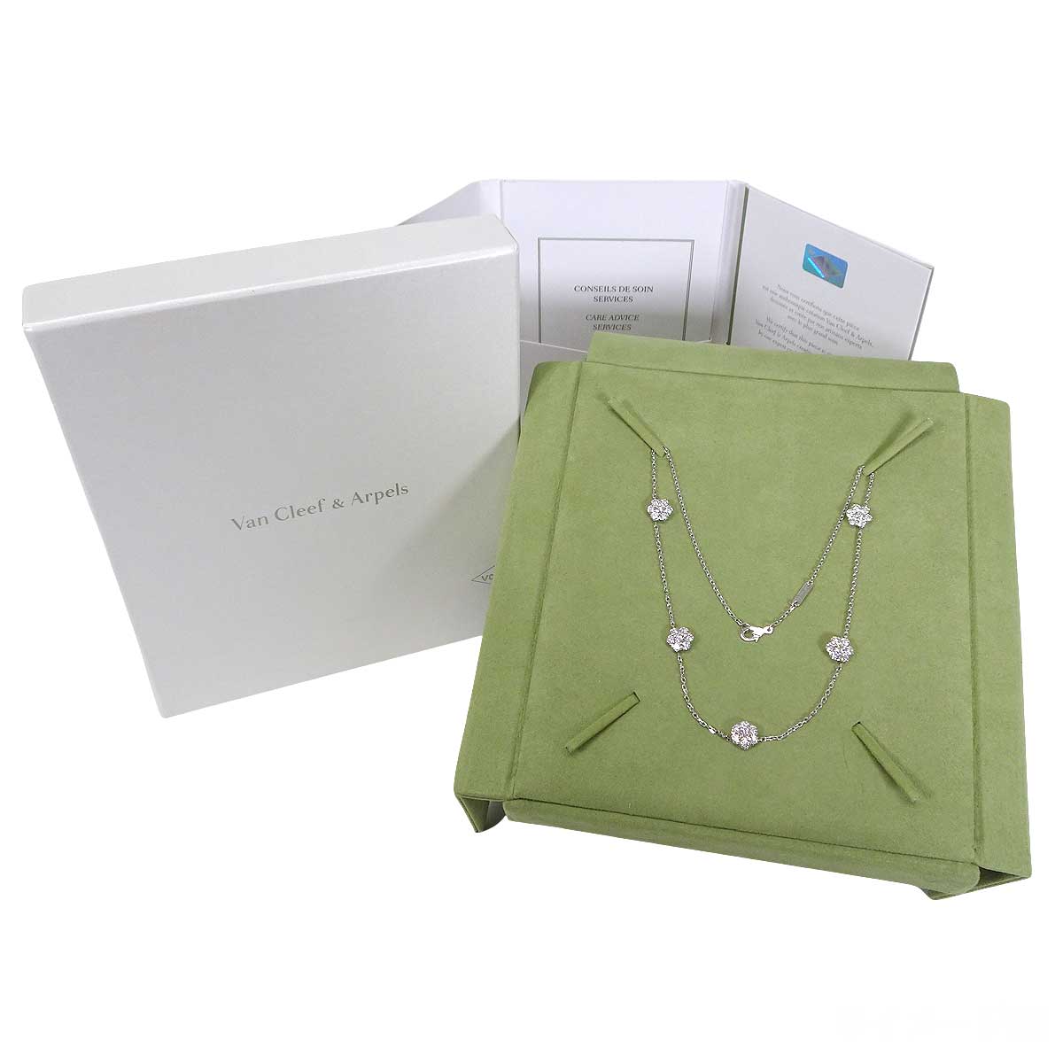 Van Cleef & Arpels necklace Fleurette 5P Diamond Silver K18WG Diamond VCARP9VC00[EXCELLENT][Authentic]