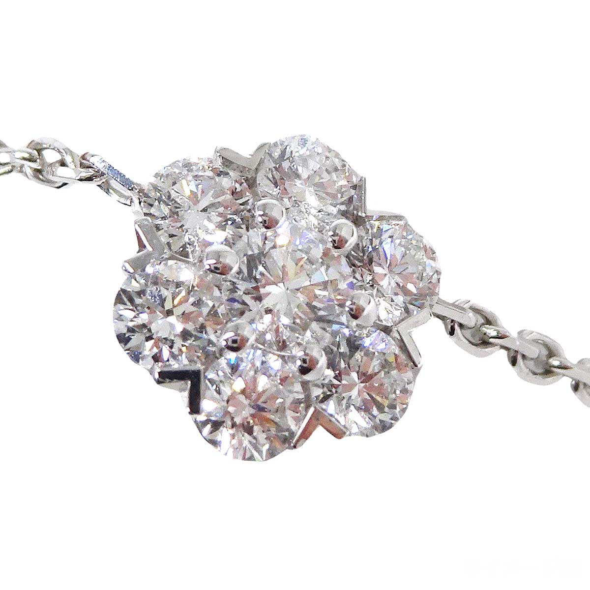 Van Cleef & Arpels necklace Fleurette 5P Diamond Silver K18WG Diamond VCARP9VC00[EXCELLENT][Authentic]