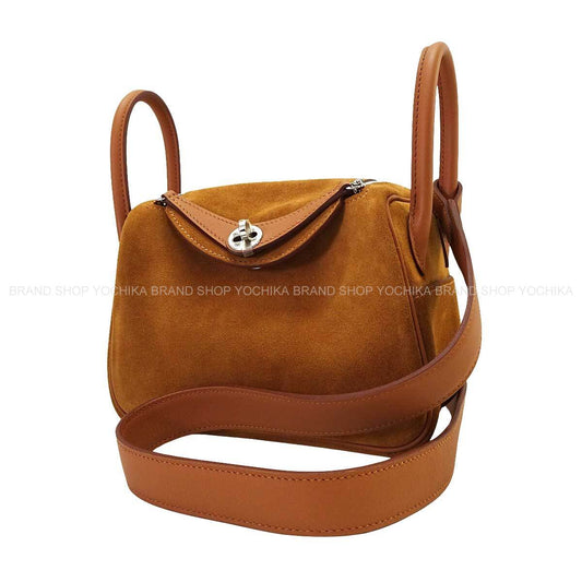 HERMES Shoulder bag Lindy mini 20chamois /Gold Grizzly/Veau Swift Silver HW Stamp K[BRAND NEW][Authentic]
