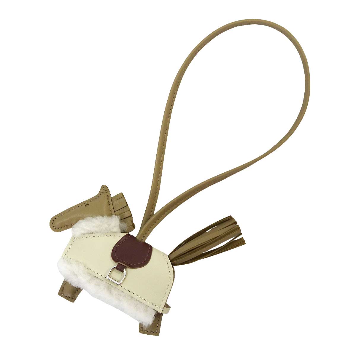 HERMES bag charm Rodeo Robeo Plush PM Beige Marfa/Craie/Terre/Ecru Agneau Milo/Veau Swift Silver HW Stamp G[BRAND NEW][Authentic]