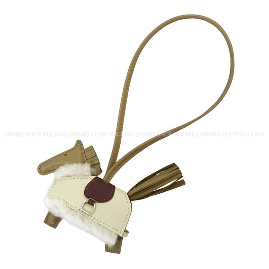 HERMES bag charm Rodeo Robeo Plush PM Beige Marfa/Craie/Terre/Ecru Agneau Milo/Veau Swift Silver HW Stamp G[BRAND NEW][Authentic]