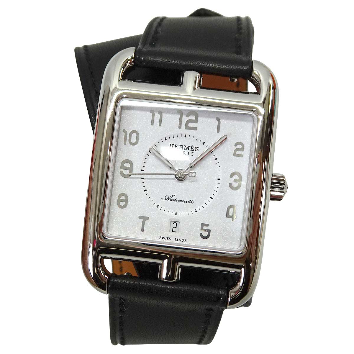 HERMES Watches Cape Cod Automatic GM 37 mm Double Tour cc1.710.224 Noir (Black) Veau Barenia/Stainless steel Silver HW Stamp W W055642WW00[EXCELLENT][Authentic]