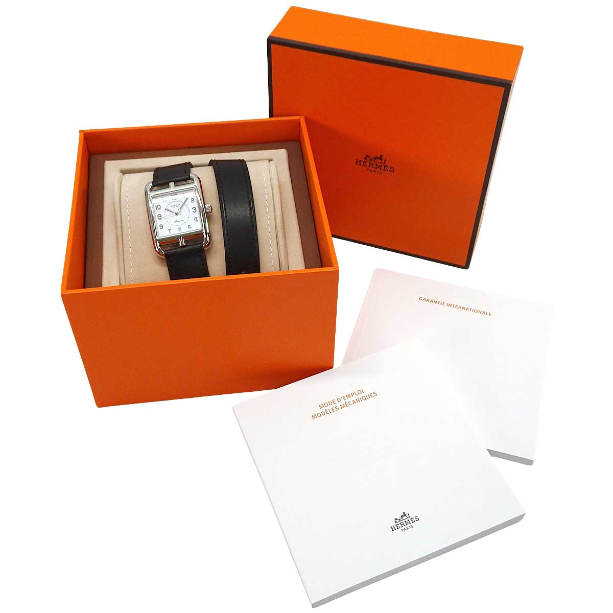 HERMES Watches Cape Cod Automatic GM 37 mm Double Tour cc1.710.224 Noir (Black) Veau Barenia/Stainless steel Silver HW Stamp W W055642WW00[EXCELLENT][Authentic]