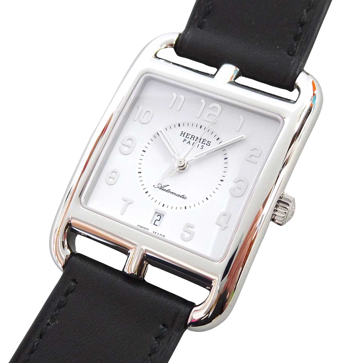 HERMES Watches Cape Cod Automatic GM 37 mm Double Tour cc1.710.224 Noir (Black) Veau Barenia/Stainless steel Silver HW Stamp W W055642WW00[EXCELLENT][Authentic]