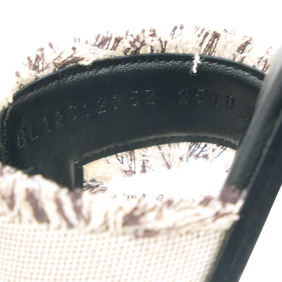 HERMES sandals Oran Prunoir Toile Fringe Maxi/Box Calf #37.5[BRAND NEW][Authentic]