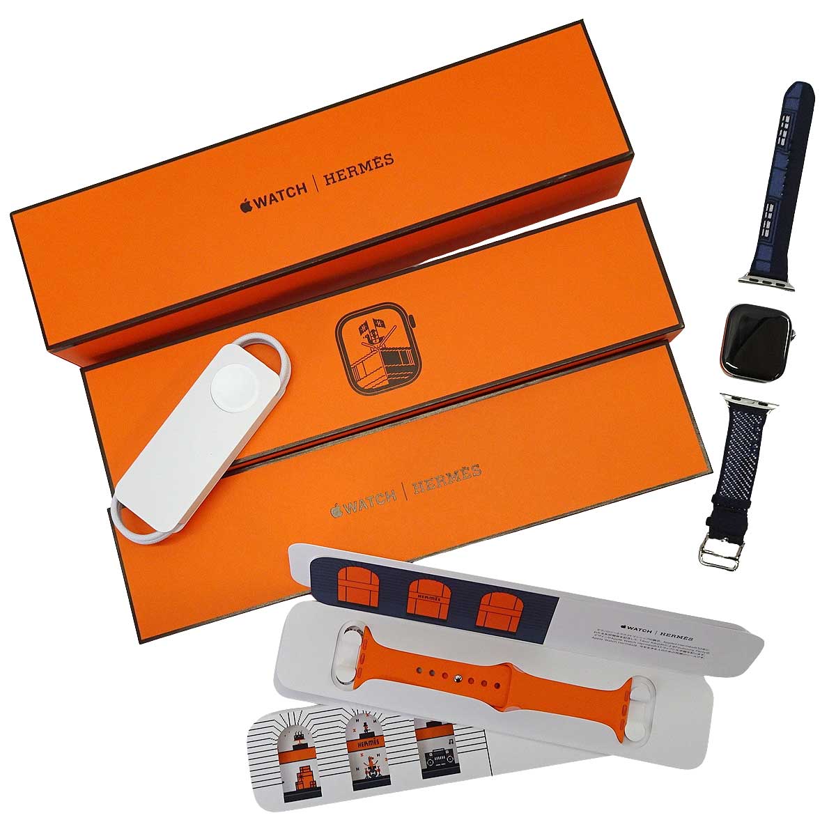 HERMES Watches Apple Watch Hermes Series 11 Faubourg Party Single Tour 42mm GPS/Cellular Bleu Nuit Titanium Nylon Knit A3335[BRAND NEW][Authentic]