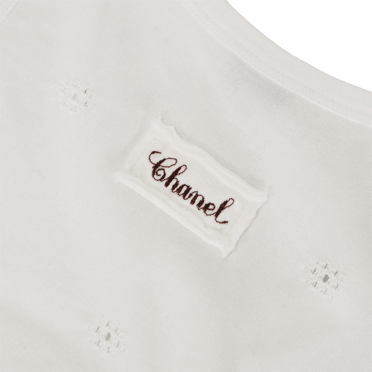 CHANEL Tank top COCO Mark Perforated Blanc (White) Cotton XS P81374[BRAND NEW][Authentic]
