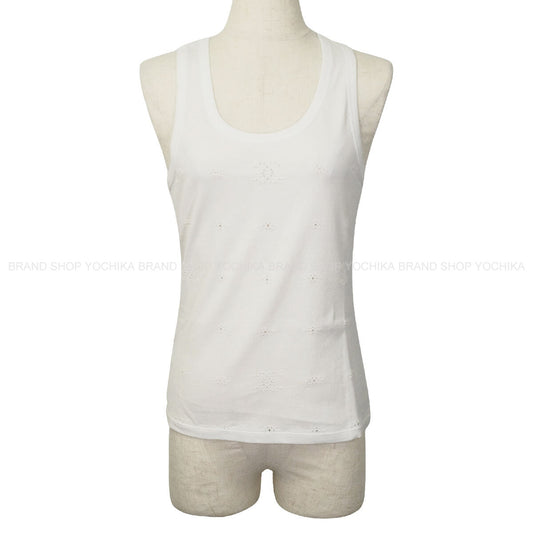CHANEL Tank top COCO Mark Perforated Blanc (White) Cotton XS P81374[BRAND NEW][Authentic]