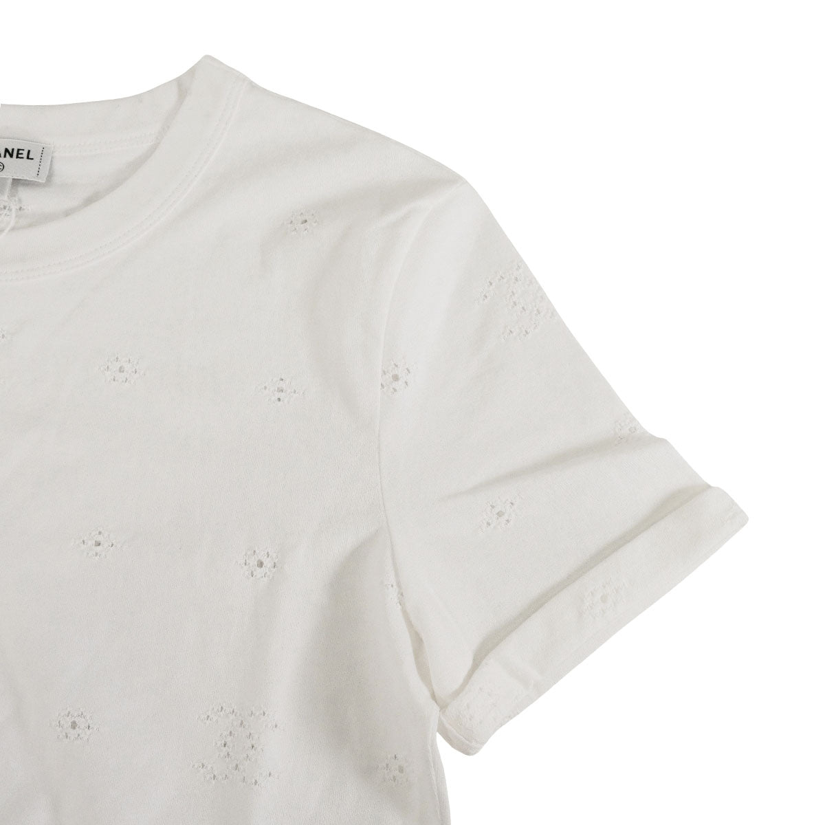 2026SS CHANEL Short sleeve t shirt Crewneck COCO Mark Perforated Blanc (White) Cotton #S P81381[BRAND NEW][Authentic]