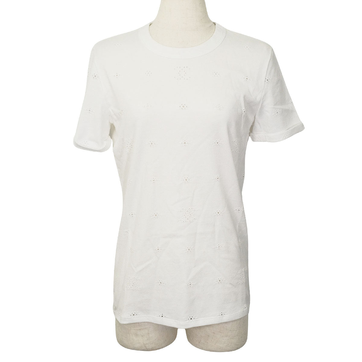 2026SS CHANEL Short sleeve t shirt Crewneck COCO Mark Perforated Blanc (White) Cotton #S P81381[BRAND NEW][Authentic]