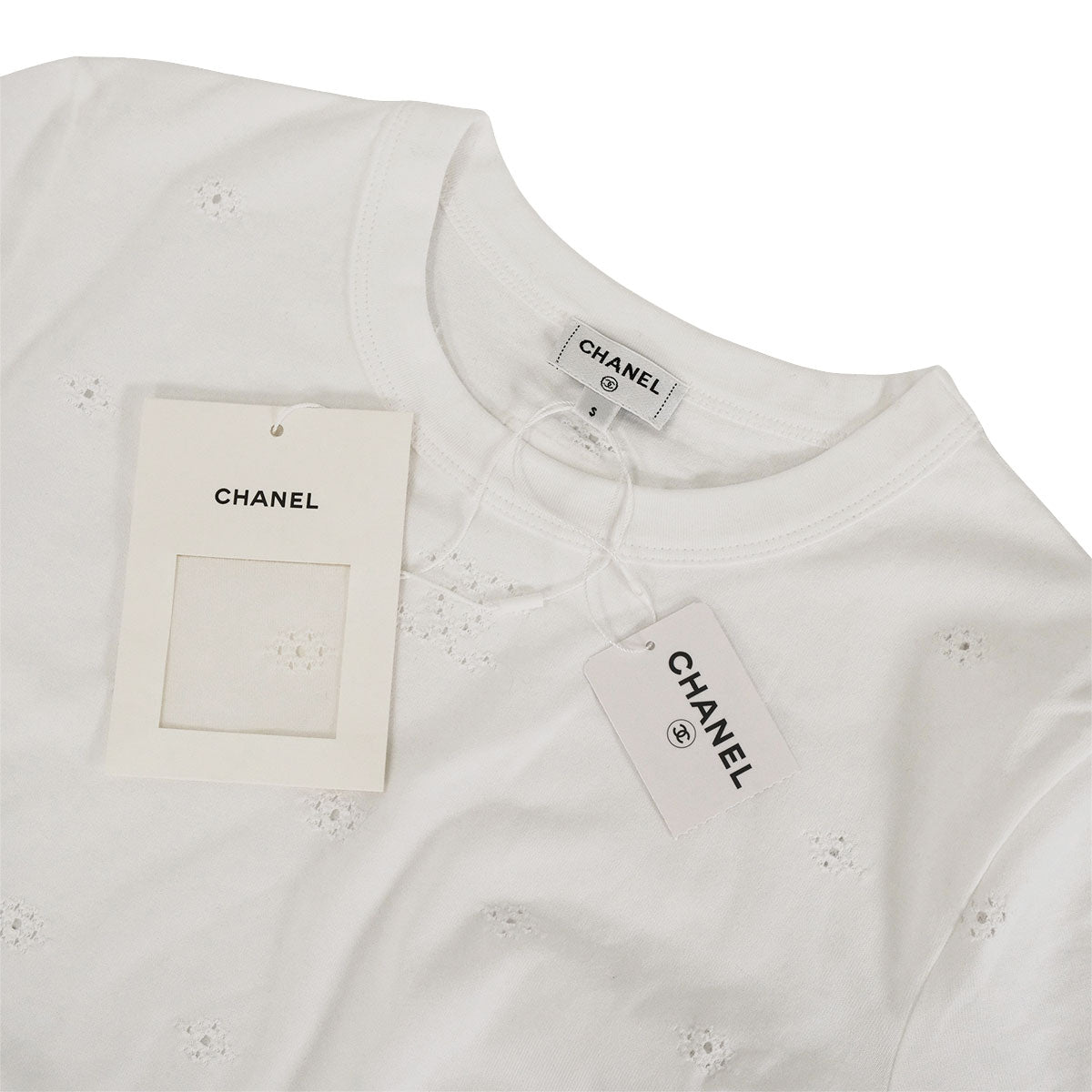 2026SS CHANEL Short sleeve t shirt Crewneck COCO Mark Perforated Blanc (White) Cotton #S P81381[BRAND NEW][Authentic]