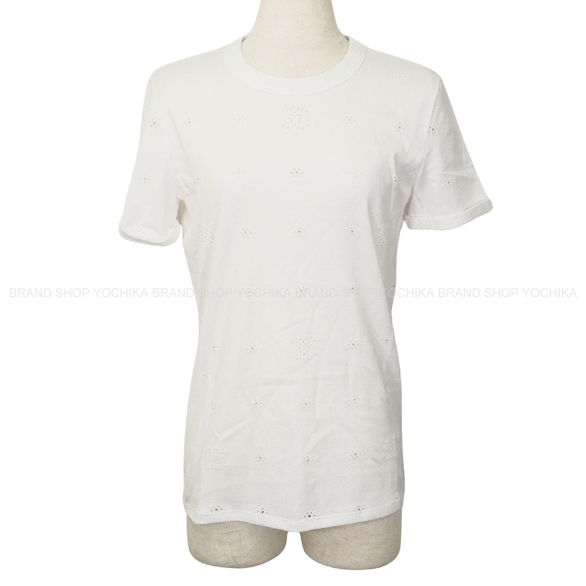2026SS CHANEL Short sleeve t shirt Crewneck COCO Mark Perforated Blanc (White) Cotton #S P81381[BRAND NEW][Authentic]