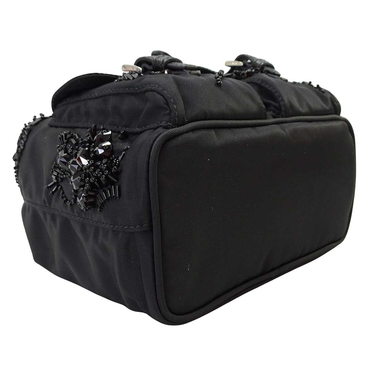 PRADA Shoulder bag Mini Chain Re-Nylon Bijou Embellishments Noir (Black) Nylon Saffiano Leather Silver HW 1BH0292[BRAND NEW][Authentic]