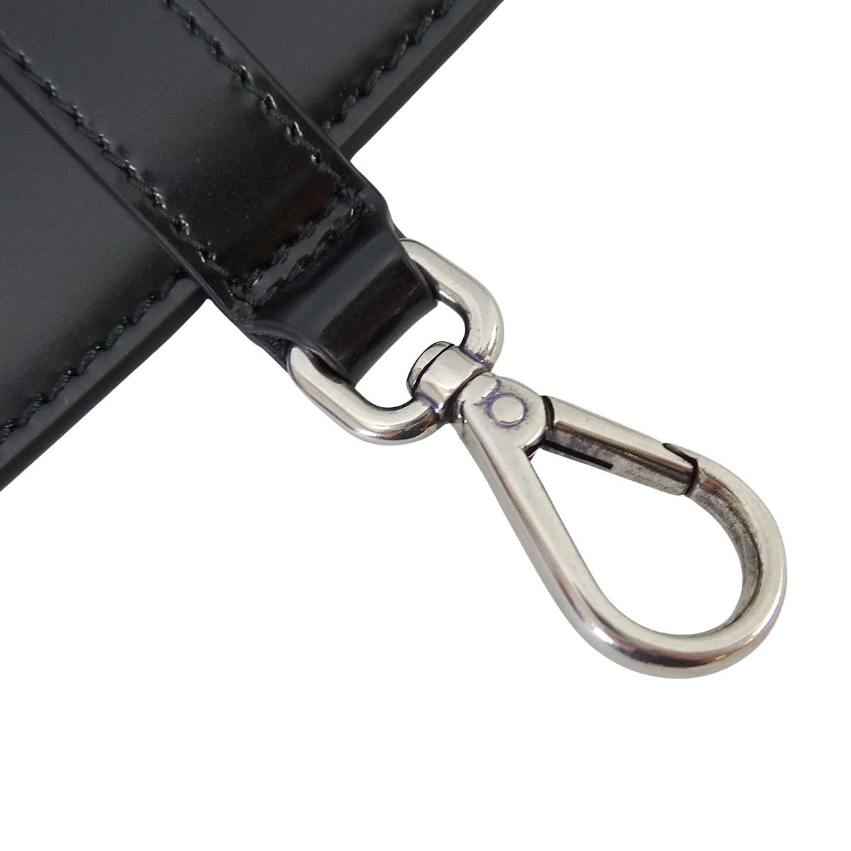 PRADA bag charm Bag Accessory Leather Wrist Strap Noir (Black) Cowhide Leather Antique Silver HW 1TW008[EXCELLENT][Authentic]