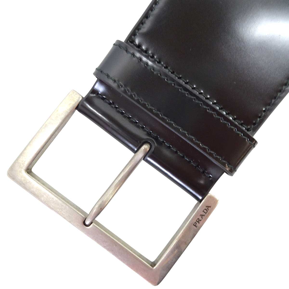 PRADA bag charm Bag Accessory Leather Wrist Strap Noir (Black) Cowhide Leather Antique Silver HW 1TW008[EXCELLENT][Authentic]