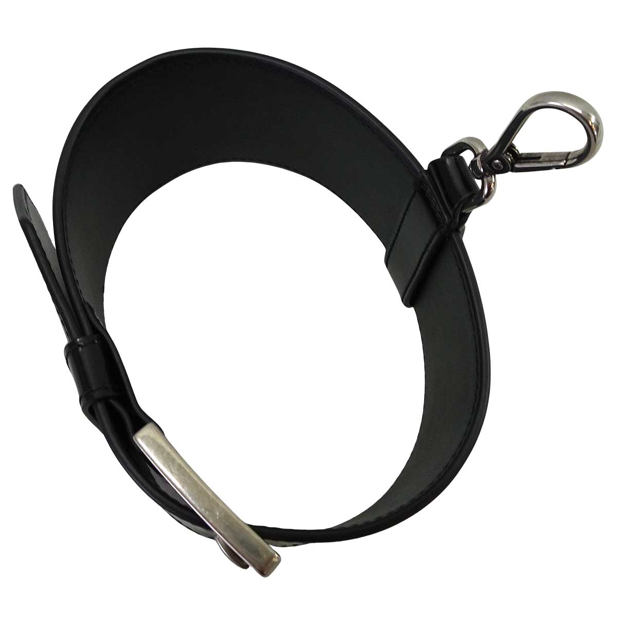 PRADA bag charm Bag Accessory Leather Wrist Strap Noir (Black) Cowhide Leather Antique Silver HW 1TW008[EXCELLENT][Authentic]