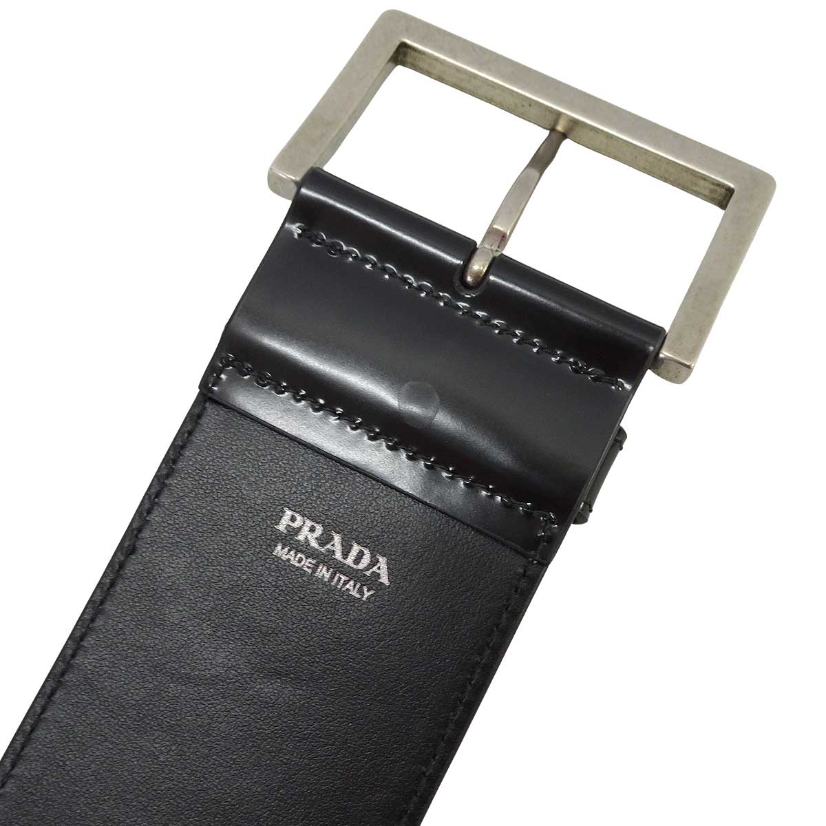 PRADA bag charm Bag Accessory Leather Wrist Strap Noir (Black) Cowhide Leather Antique Silver HW 1TW008[EXCELLENT][Authentic]