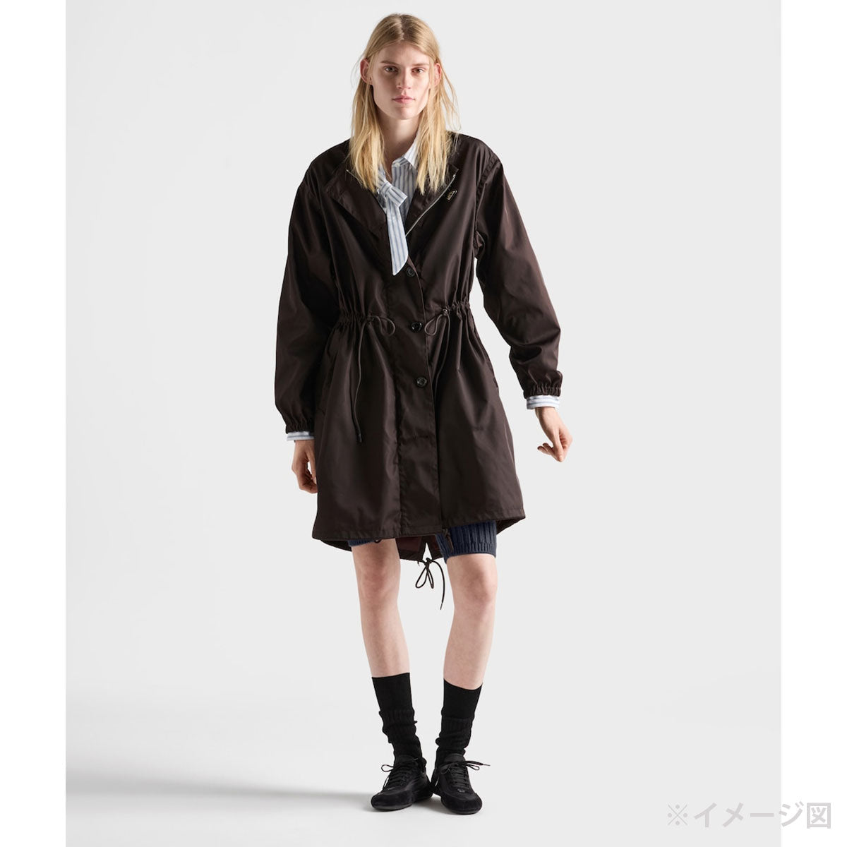 PRADA Raincoat Re-NylonDark Brown Nylon #36 Silver HW 292285_1WQ8_F0003_S_000[BRAND NEW][Authentic]