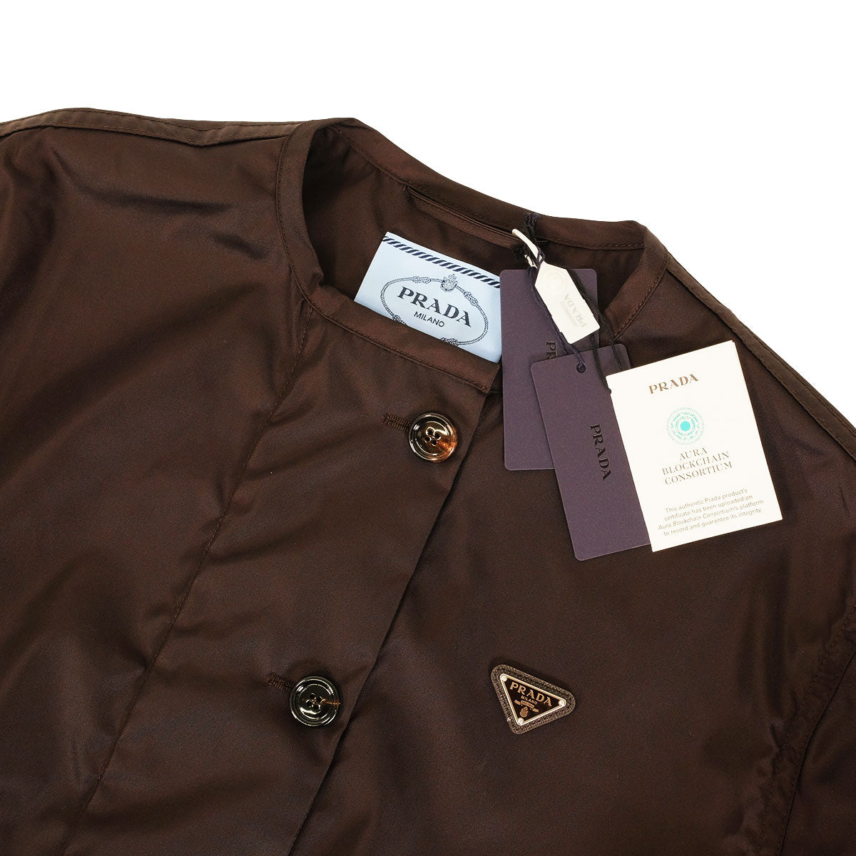 PRADA Raincoat Re-NylonDark Brown Nylon #36 Silver HW 292285_1WQ8_F0003_S_000[BRAND NEW][Authentic]