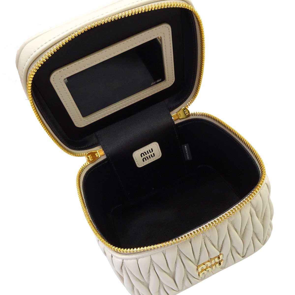Miu Miu Vanity Bag Matelasse with MirrorTalco Nappa Leather Gold HW 47097 5RM075[BRAND NEW][Authentic]