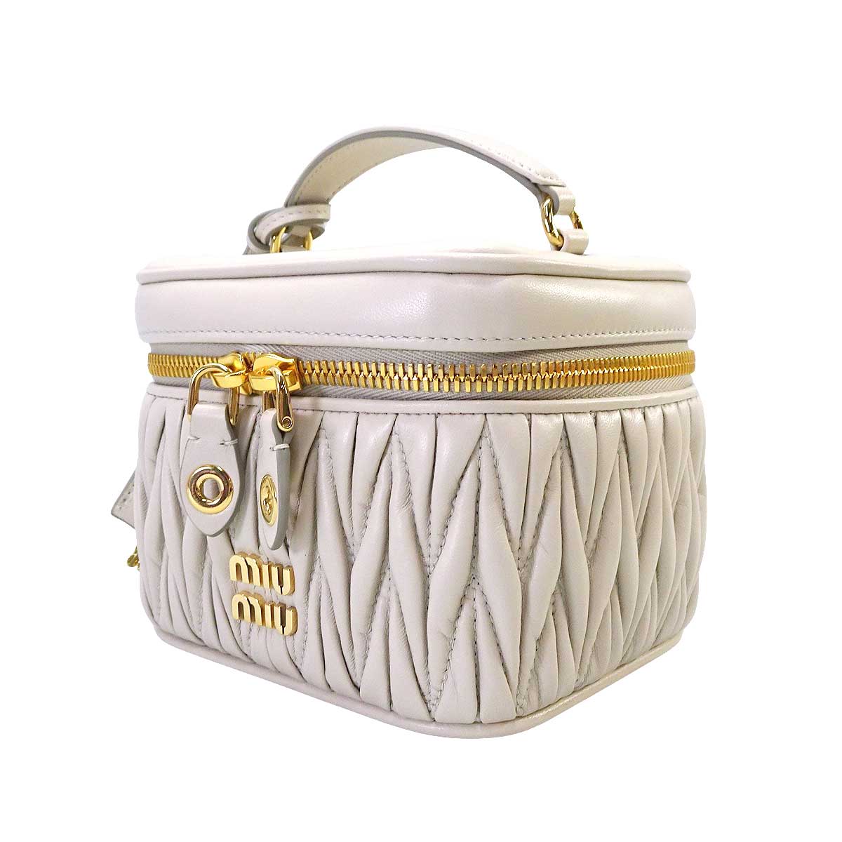 Miu Miu Vanity Bag Matelasse with MirrorTalco Nappa Leather Gold HW 47097 5RM075[BRAND NEW][Authentic]