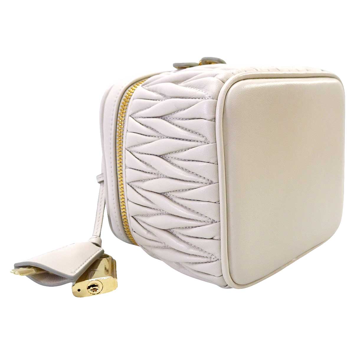 Miu Miu Vanity Bag Matelasse with MirrorTalco Nappa Leather Gold HW 47097 5RM075[BRAND NEW][Authentic]