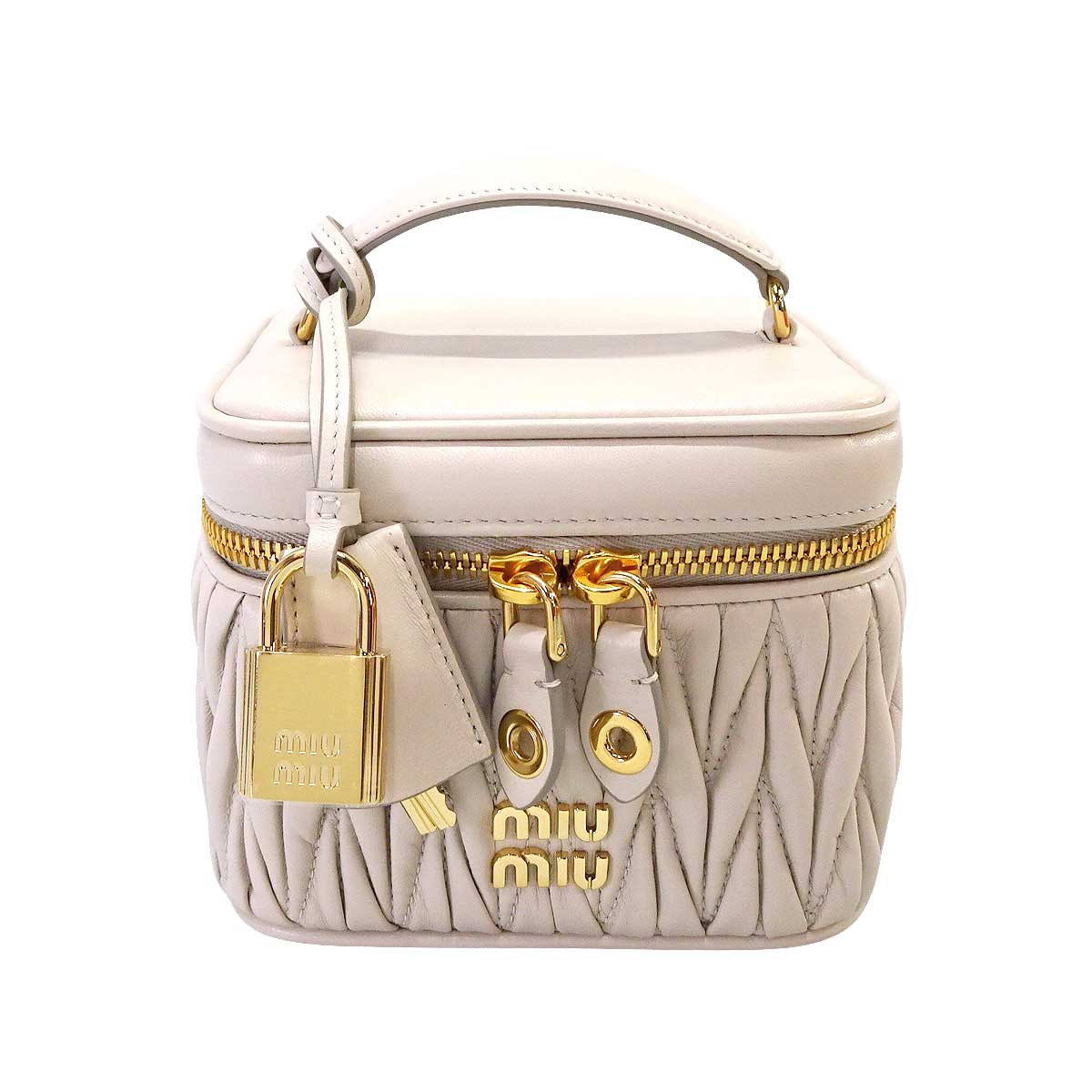 Miu Miu Vanity Bag Matelasse with MirrorTalco Nappa Leather Gold HW 47097 5RM075[BRAND NEW][Authentic]