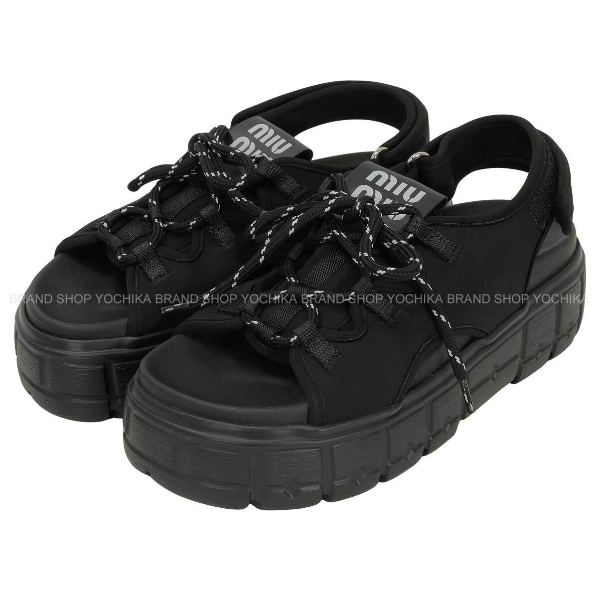 Miu Miu sandals Chunky Neoprene Noir (Black) #37.5 5X418E[BRAND NEW][Authentic]