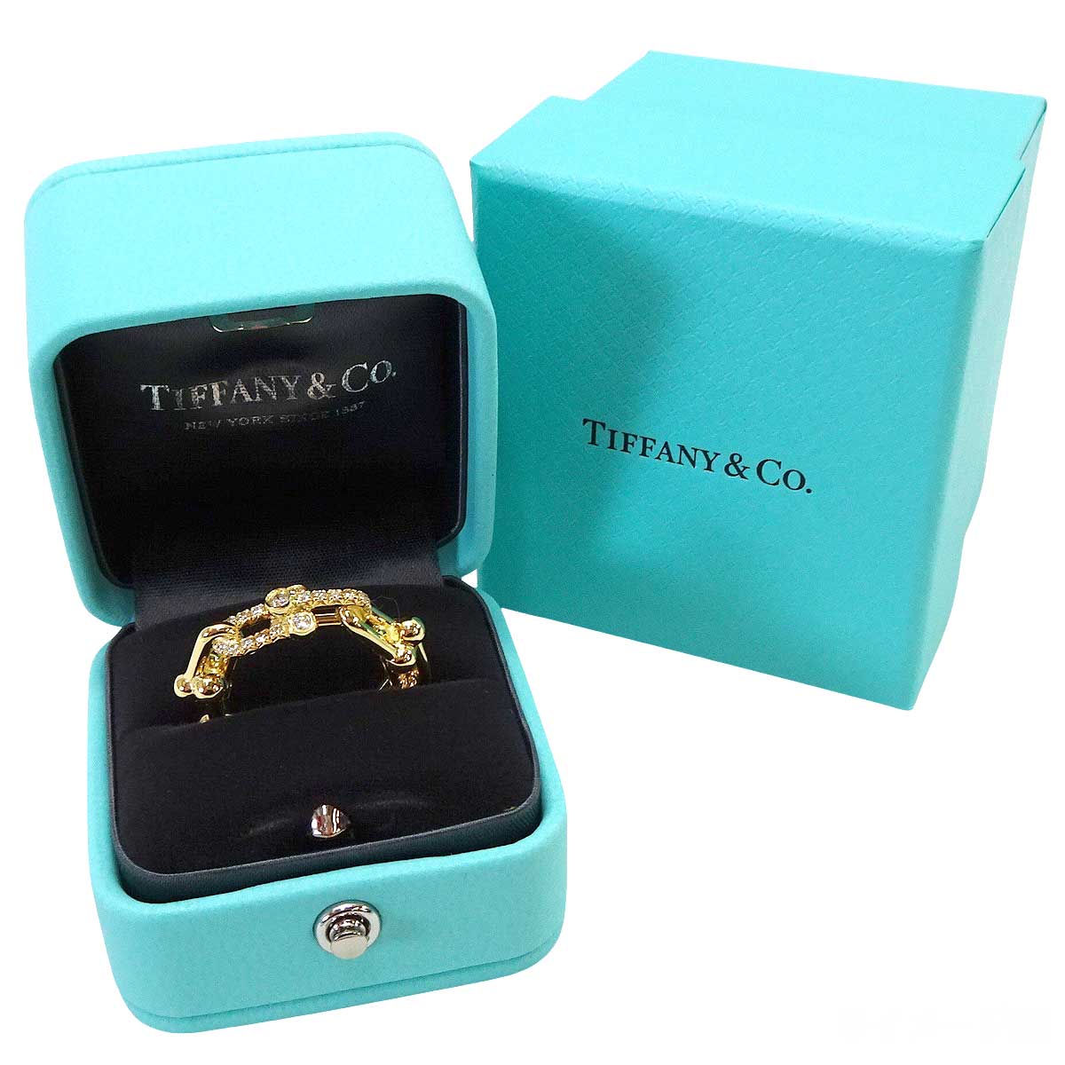 TIFFANY&Co. ring HardWear Small Link Gold K18YG/Diamond #51 72668049[BRAND NEW][Authentic]