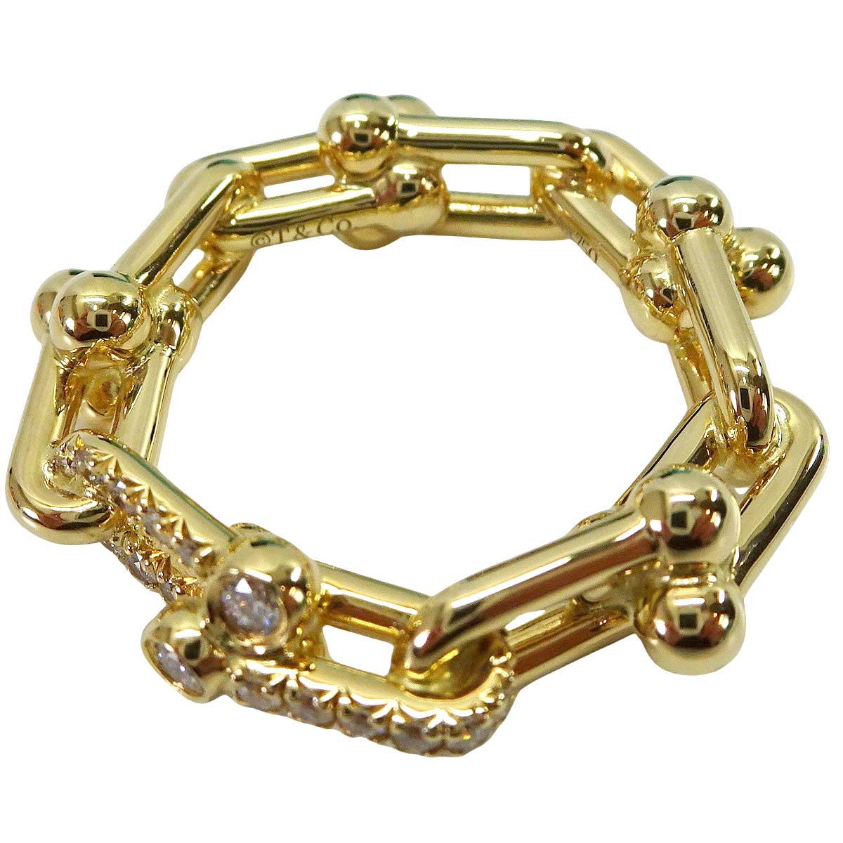 TIFFANY&Co. ring HardWear Small Link Gold K18YG/Diamond #51 72668049[BRAND NEW][Authentic]