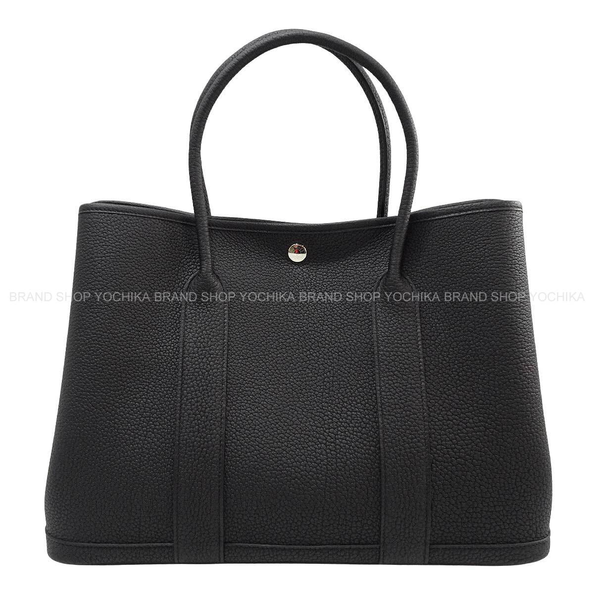 HERMES tote bag Garden Party 36 PM All Leather Noir (Black) Veau Negonda Silver HW Stamp G[BRAND NEW][Authentic]