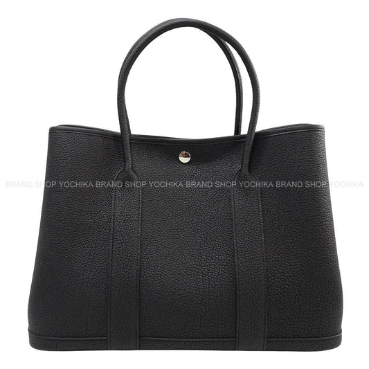 HERMES tote bag Garden Party 36 PM All Leather Noir (Black) Veau Negonda Silver HW Stamp G[BRAND NEW][Authentic]