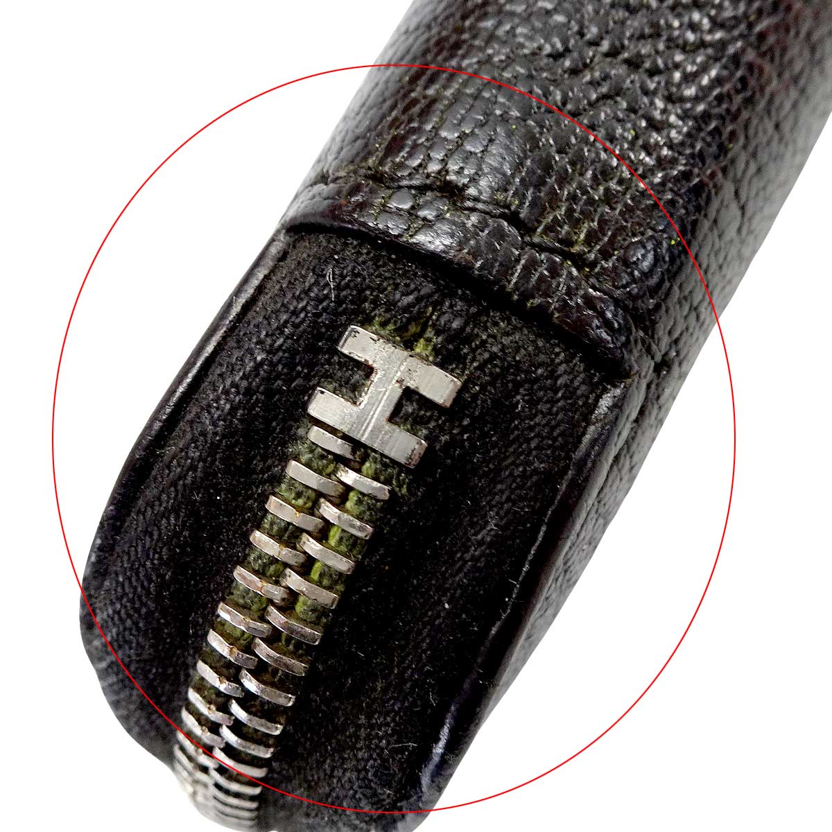 [Pre-loved] HERMES long wallet Evelyne Round Wallet Zip Noir (Black)/Gris Perle Chevre Mysore Silver HW Stamp □Q[USED A][Authentic]