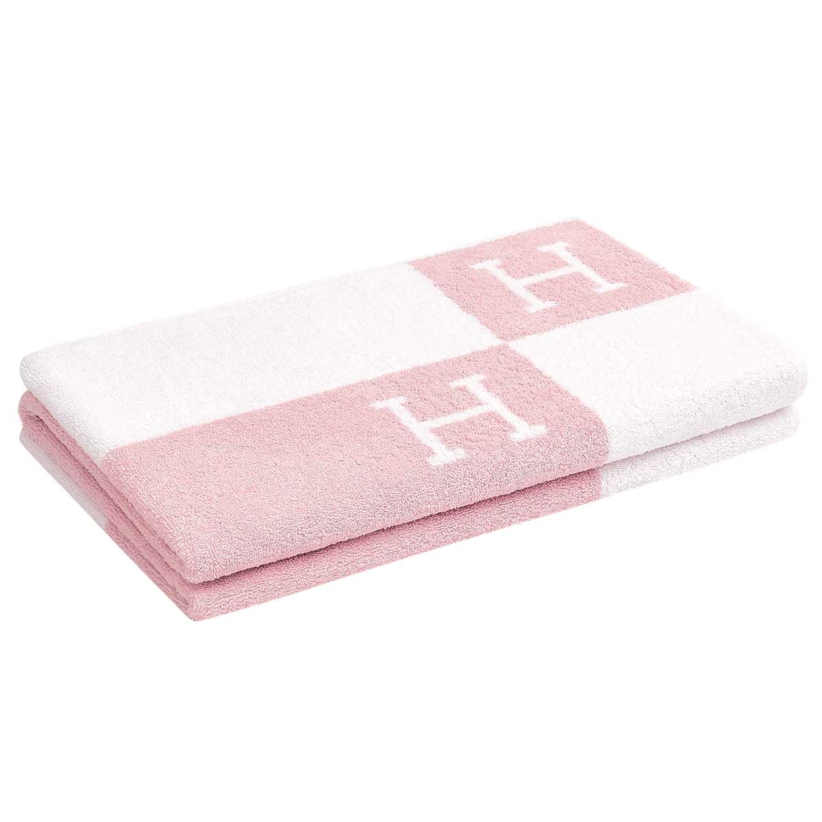 HERMES towel Avalon Bath Towel Rose/Lilac Cotton100%[EXCELLENT][Authentic]