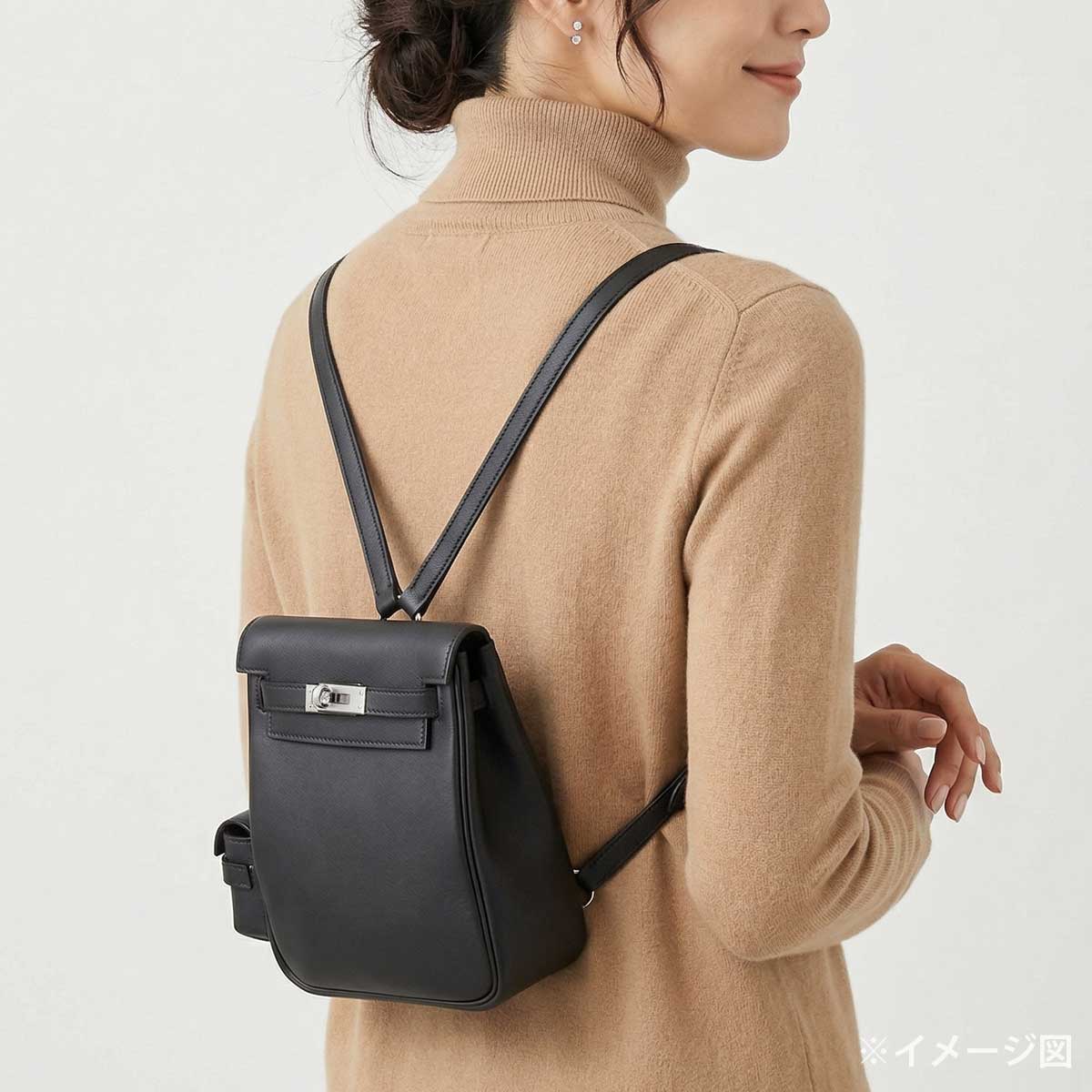 HERMES Backpack/daypack/Ruck sack Kelly Jump Mini Noir (Black) Veau Swift Silver HW Stamp G[BRAND NEW][Authentic]