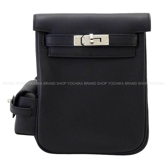 HERMES Backpack/daypack/Ruck sack Kelly Jump Mini Noir (Black) Veau Swift Silver HW Stamp G[BRAND NEW][Authentic]