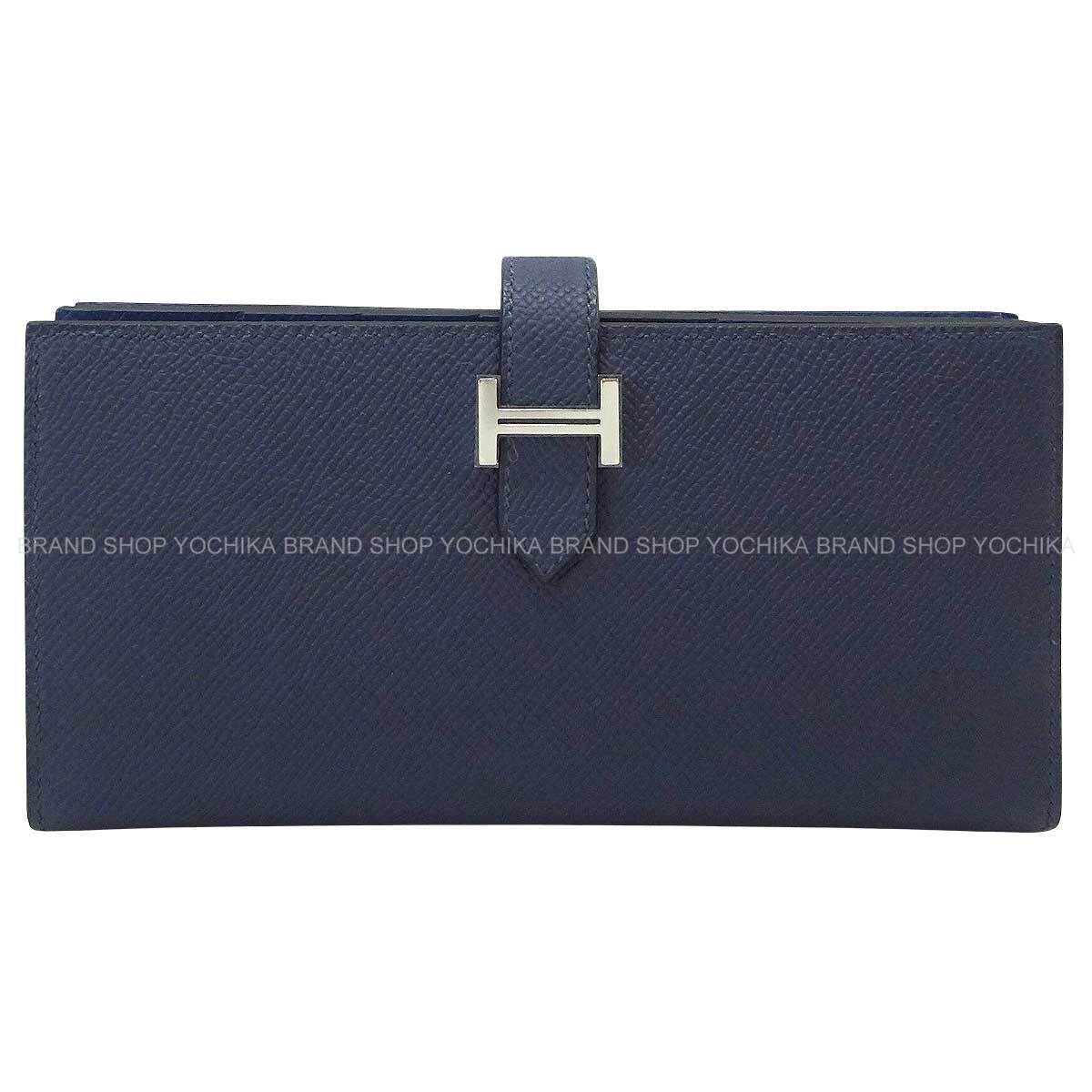 HERMES long wallet Bearn Soufflet Verso Bleu Abysse/Blue Tie Veau Epsom Silver HW Stamp G[BRAND NEW][Authentic]