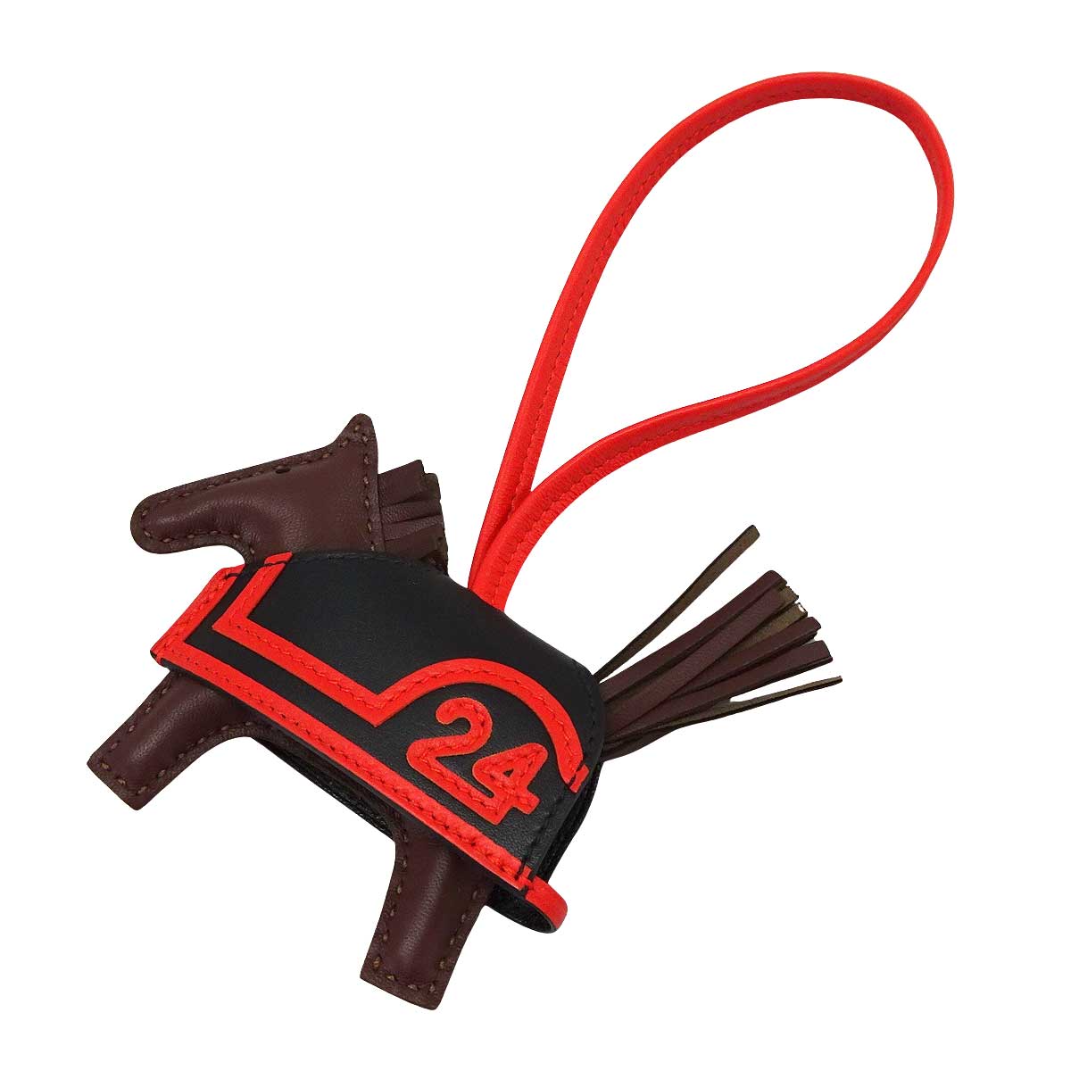 HERMES bag charm Rodeo Robeo Plush PM Terre/Noir (Black)/Capucine Agneau Milo/Veau Swift Stamp K[BRAND NEW][Authentic]