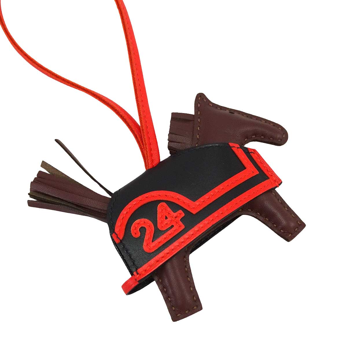 HERMES bag charm Rodeo Robeo Plush PM Terre/Noir (Black)/Capucine Agneau Milo/Veau Swift Stamp K[BRAND NEW][Authentic]