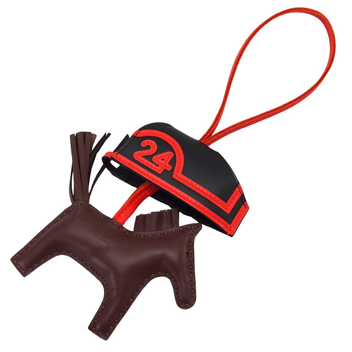 HERMES bag charm Rodeo Robeo Plush PM Terre/Noir (Black)/Capucine Agneau Milo/Veau Swift Stamp K[BRAND NEW][Authentic]