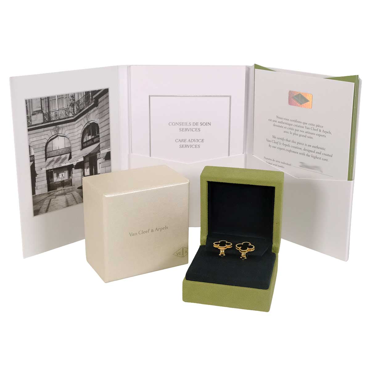 [Pre-loved] Van Cleef & Arpels earrings Vintage Alhambra Noir (Black) K18YG/Onyx VCARA44200[LIKE NEW][Authentic]