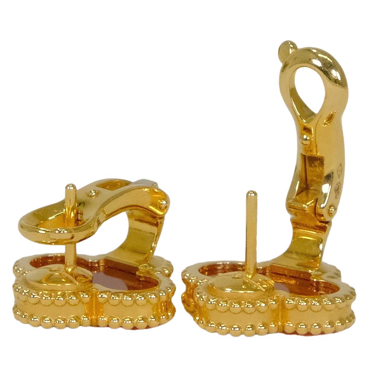 [Pre-loved] Van Cleef & Arpels pierced earring Vintage Alhambra Red K18YG/Carnelian VCARD40400[LIKE NEW][Authentic]