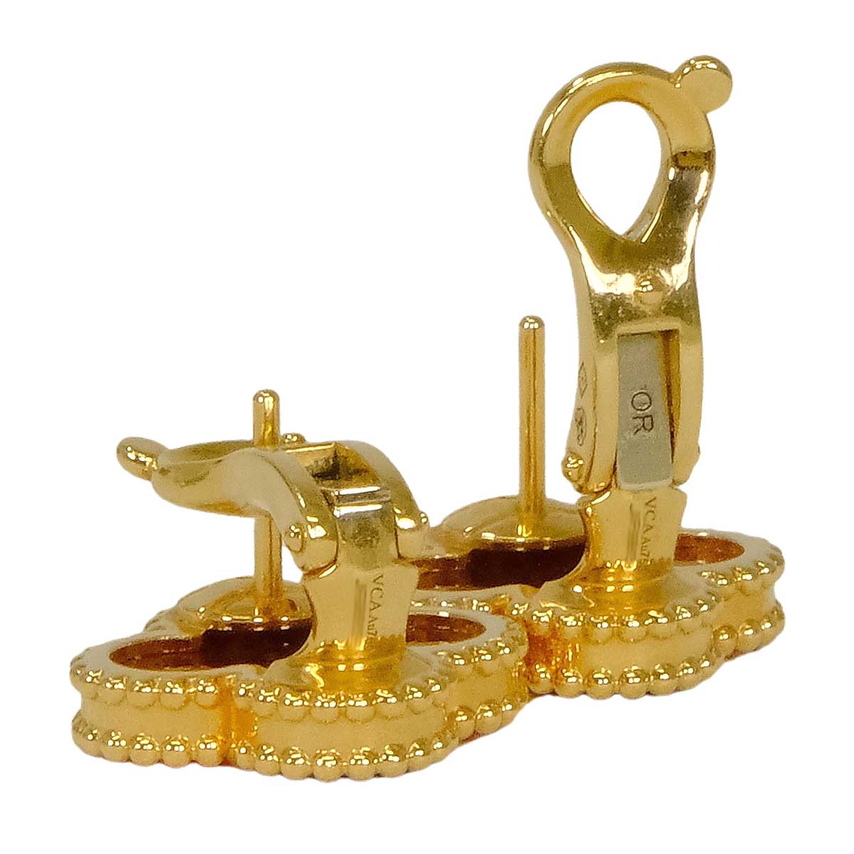 [Pre-loved] Van Cleef & Arpels pierced earring Vintage Alhambra Red K18YG/Carnelian VCARD40400[LIKE NEW][Authentic]