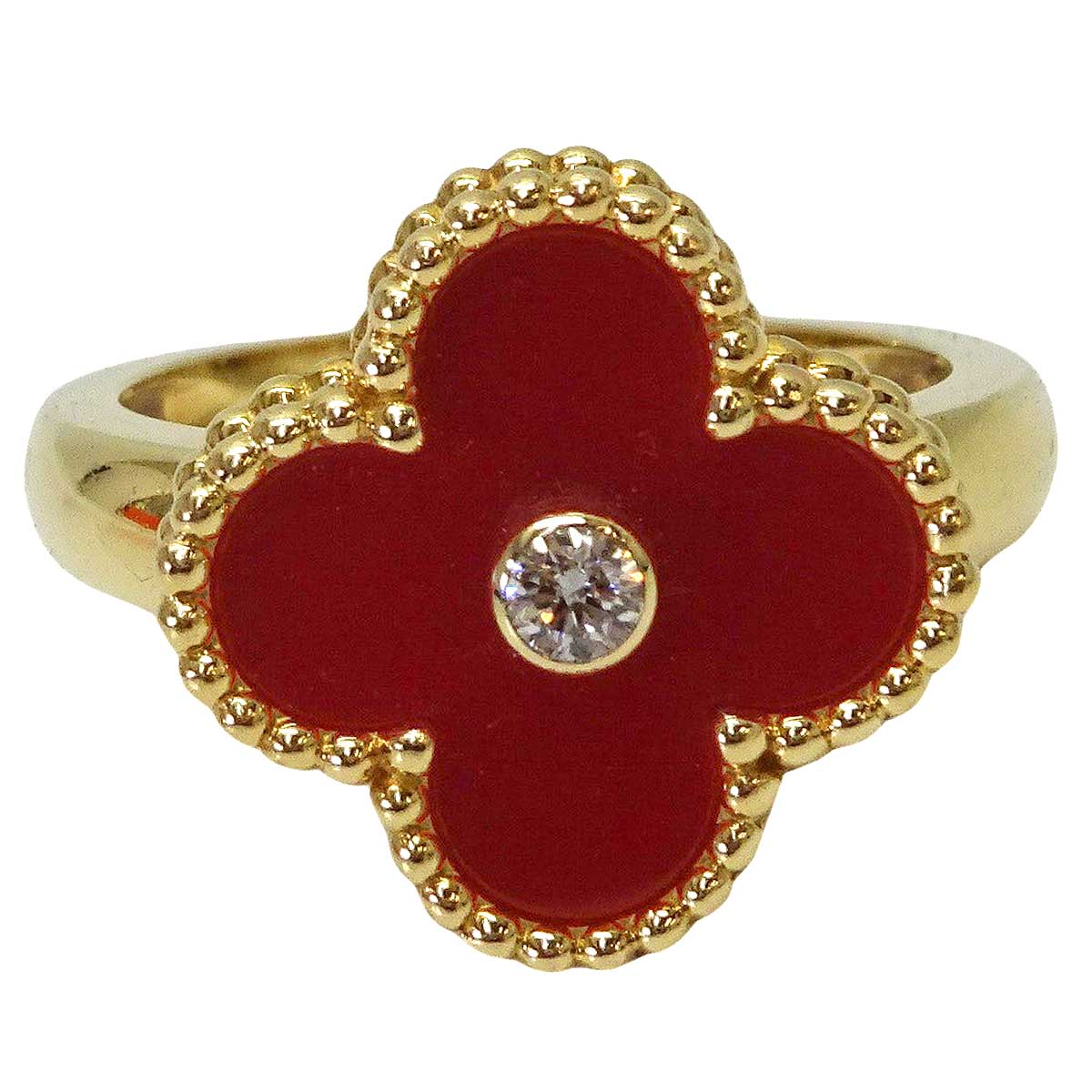 [Pre-loved] Van Cleef & Arpels ring Vintage Alhambra Red K18YG/Carnelian #51 VCARD40851[LIKE NEW][Authentic]