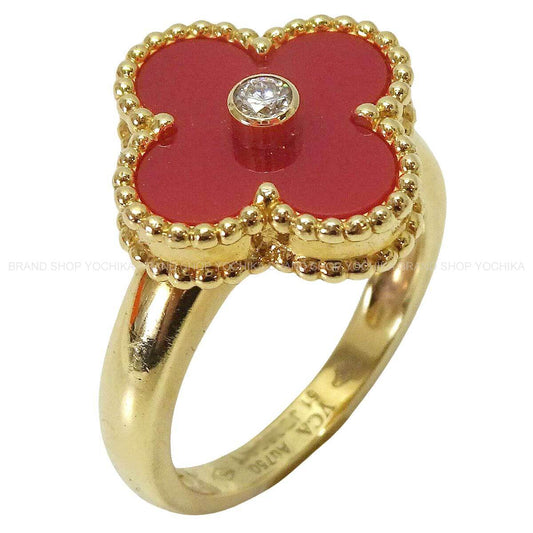 [Pre-loved] Van Cleef & Arpels ring Vintage Alhambra Red K18YG/Carnelian #51 VCARD40851[LIKE NEW][Authentic]