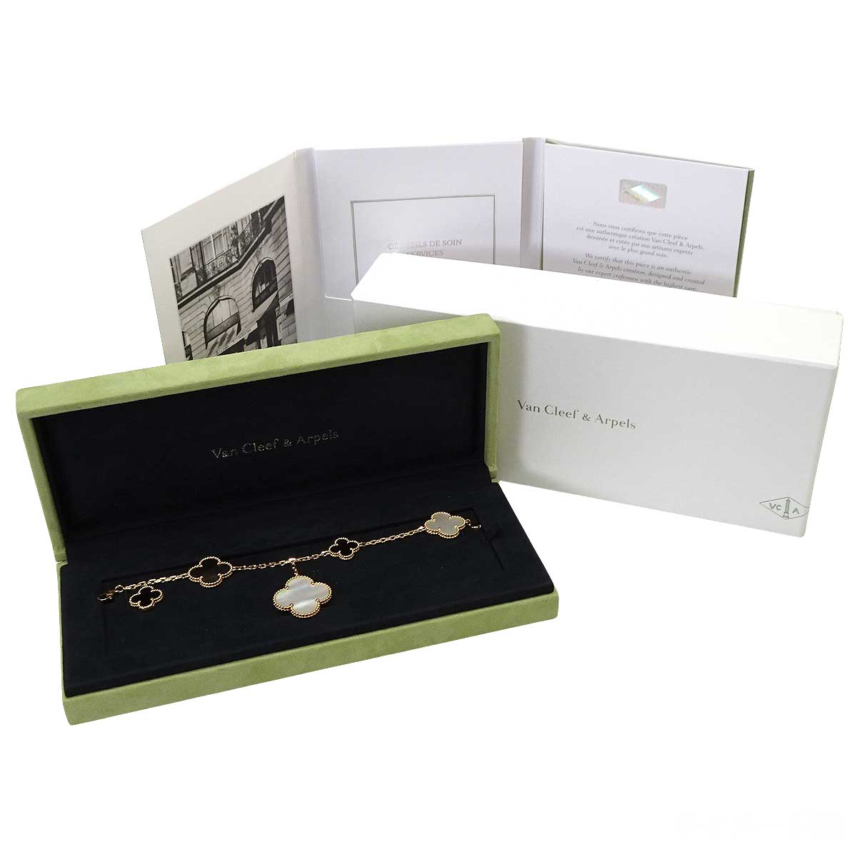 [Pre-loved] Van Cleef & Arpels bracelet Magic Alhambra 5 motifs Gold/Blanc (White)/Noir (Black)/Grey K18/Onyx/Mother of pearl VCARD78700[LIKE NEW][Authentic]